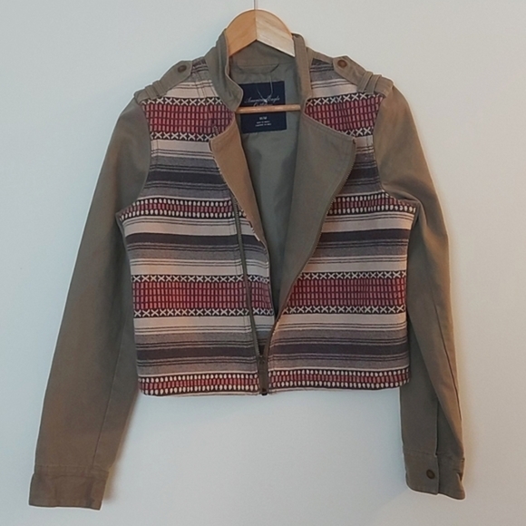 NWOT American Eagle Asymmetrical Southwestern/Aztec Patterned Moto Jacke… - Picture 3 of 9